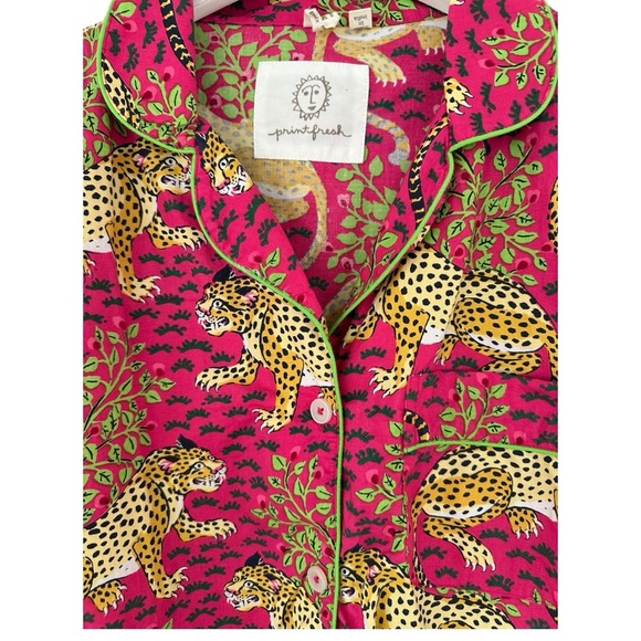 Printfresh • Bagheera Long PJ Cotton Poplin Pajama Set -  Hot Pink - Picture 6 of 12
